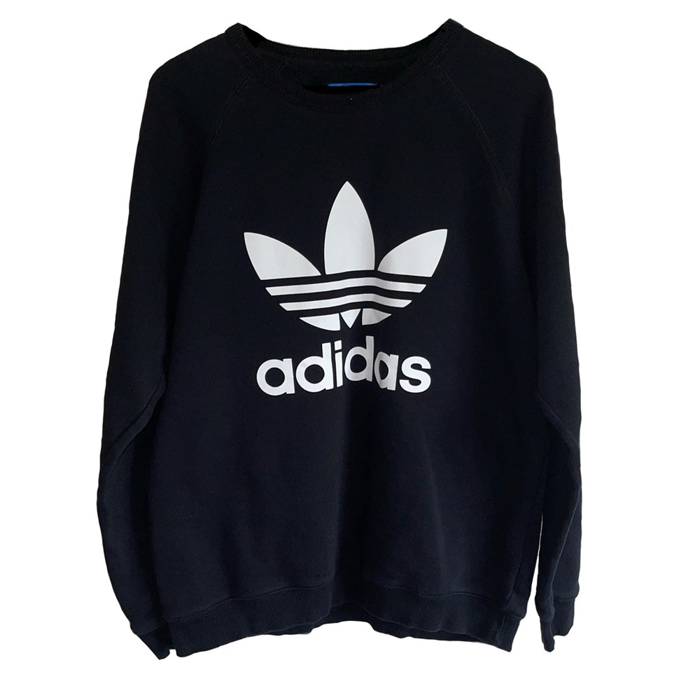 Adidas black crew neck trefoil logo sweatshirt
